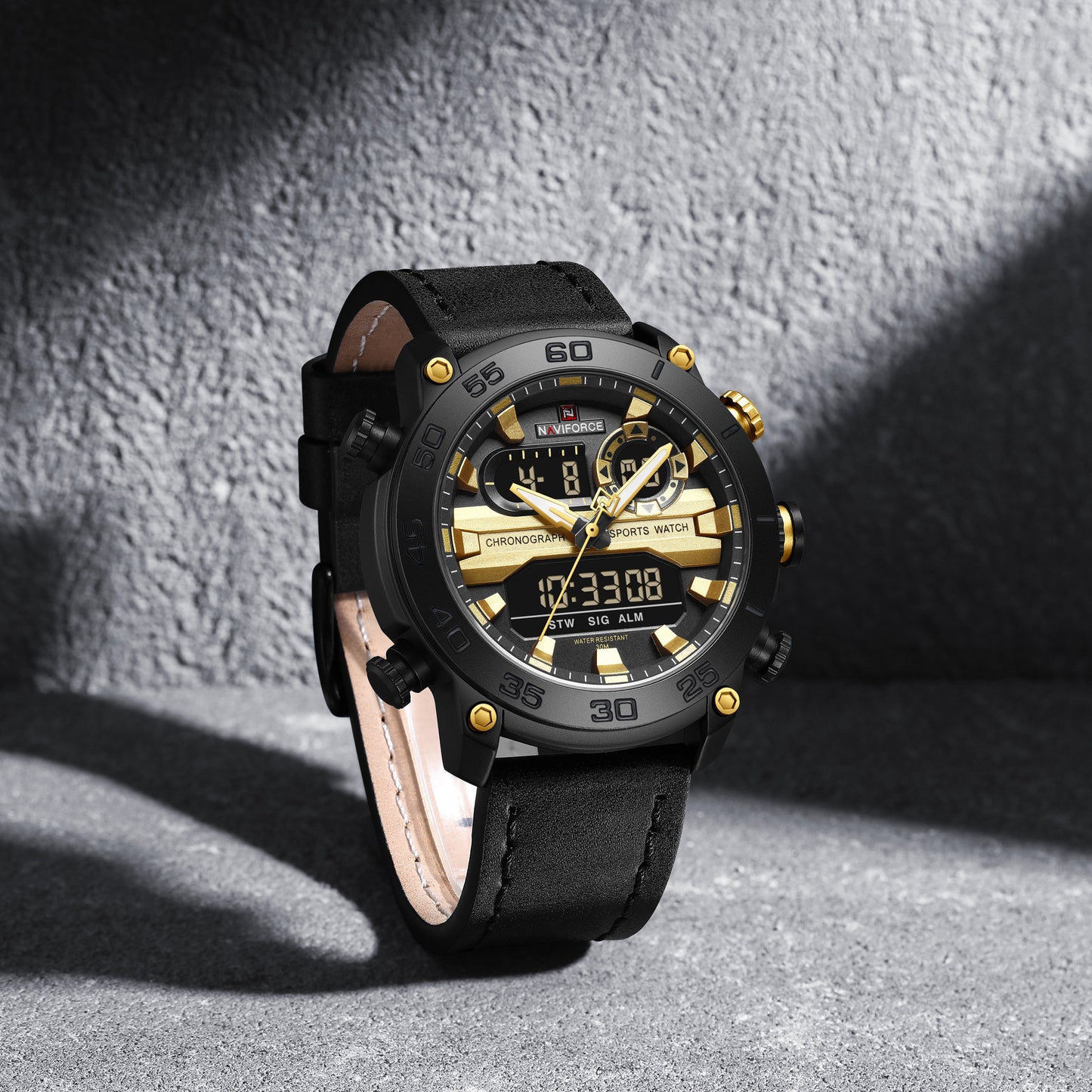 Naviforce 9235 Platinum Men Leather Watch - Black