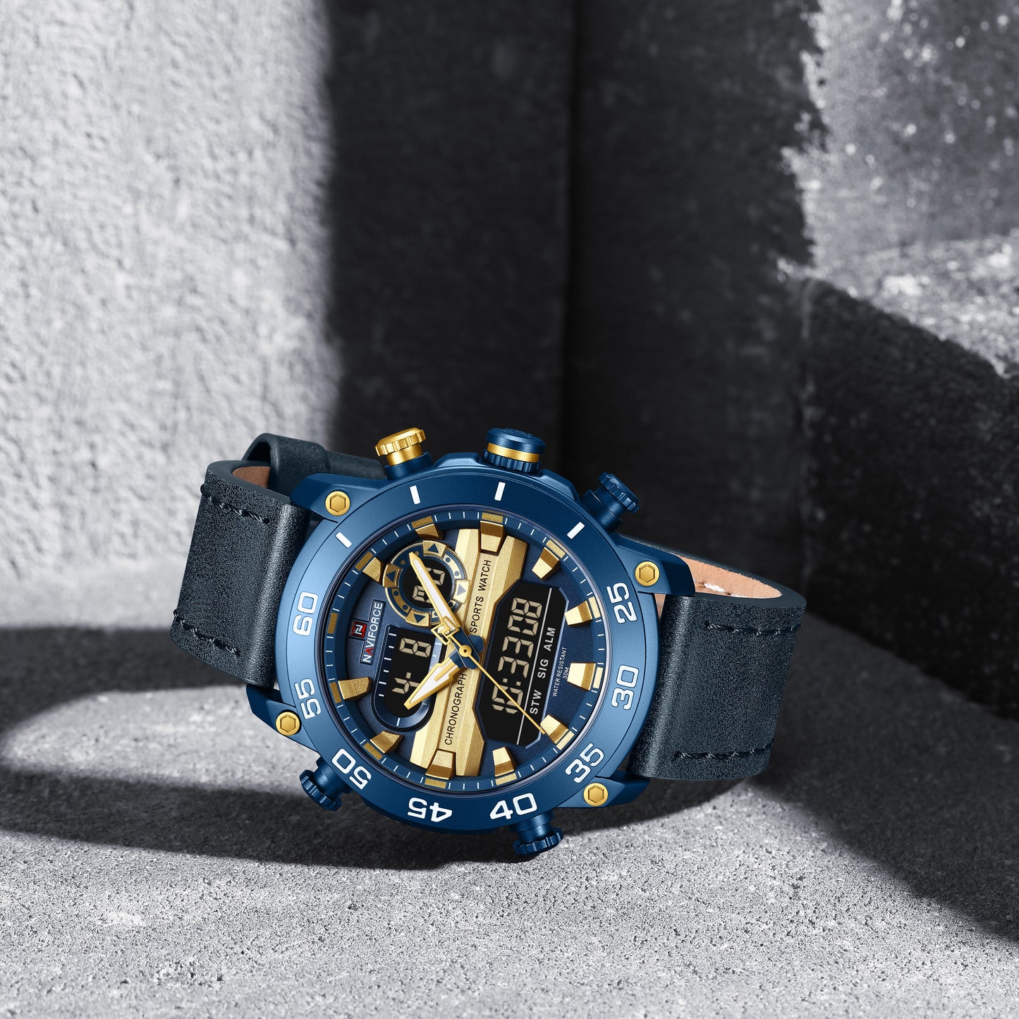 Naviforce 9235 Platinum Men Leather Watch - Blue
