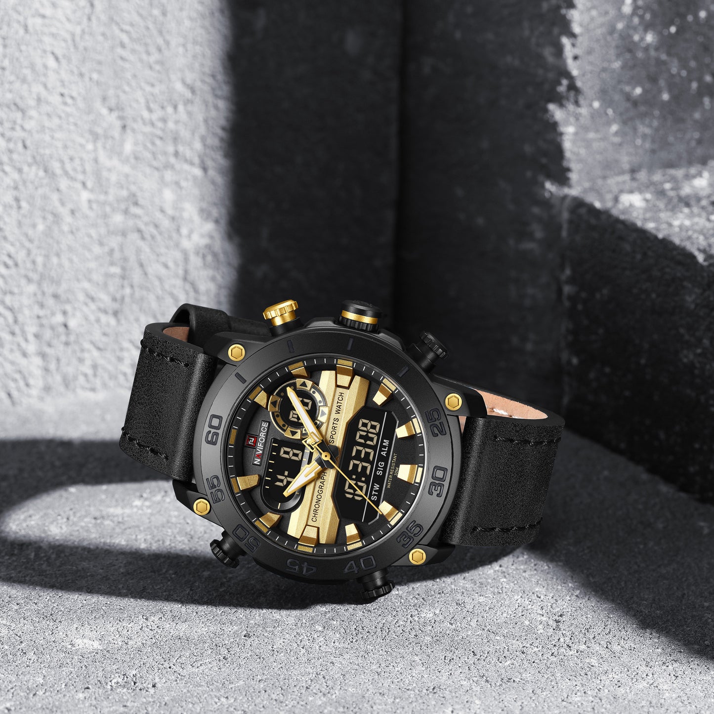 Naviforce 9235 Platinum Men Leather Watch - Black