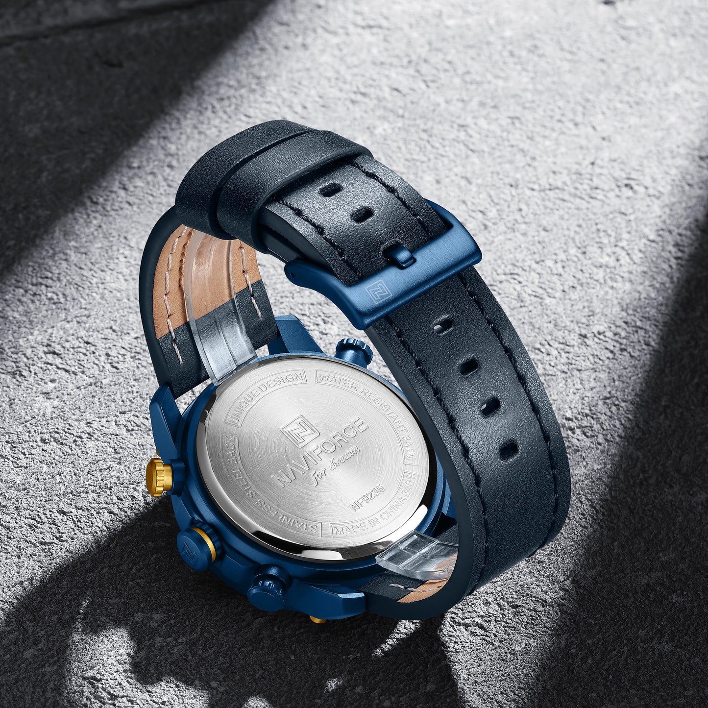 Naviforce 9235 Platinum Men Leather Watch - Blue
