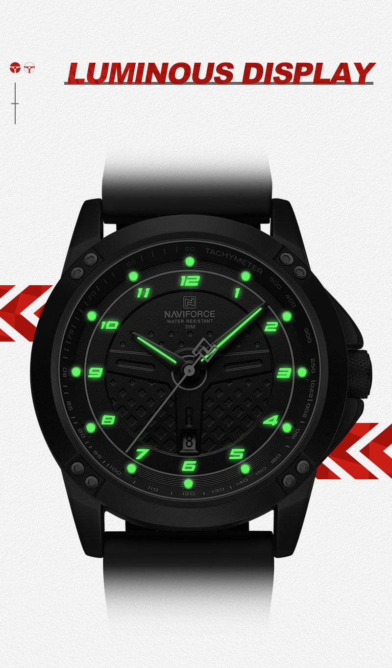 Naviforce 8031 Trendy Men Silicon Watch - Black