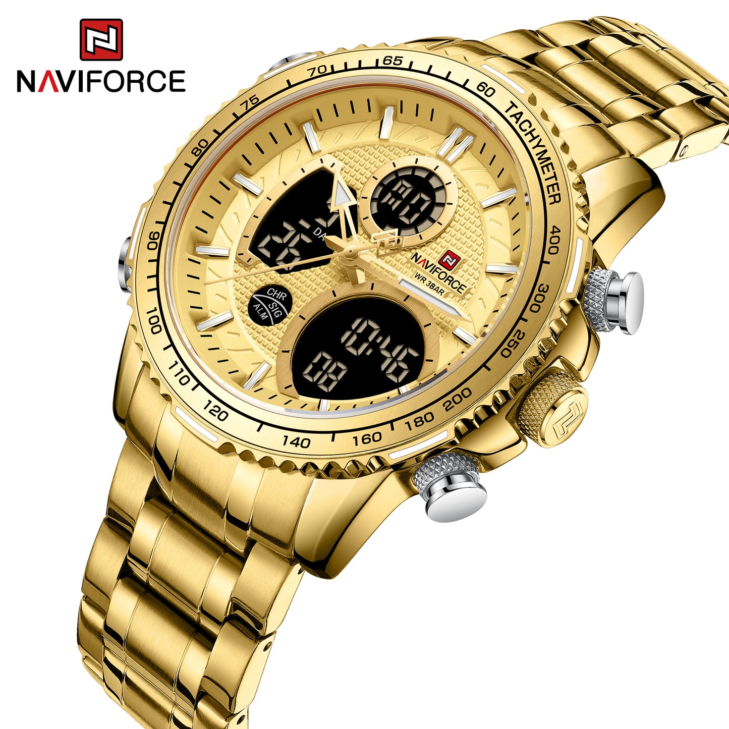 Naviforce 9182 Torpedo Men Watch - Gold
