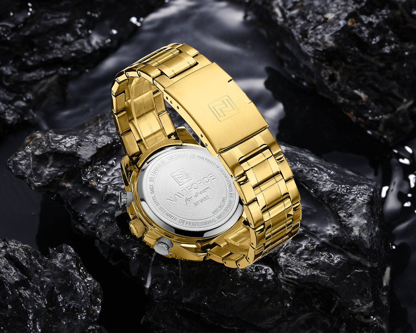 Naviforce 9182 Torpedo Men Watch - Gold