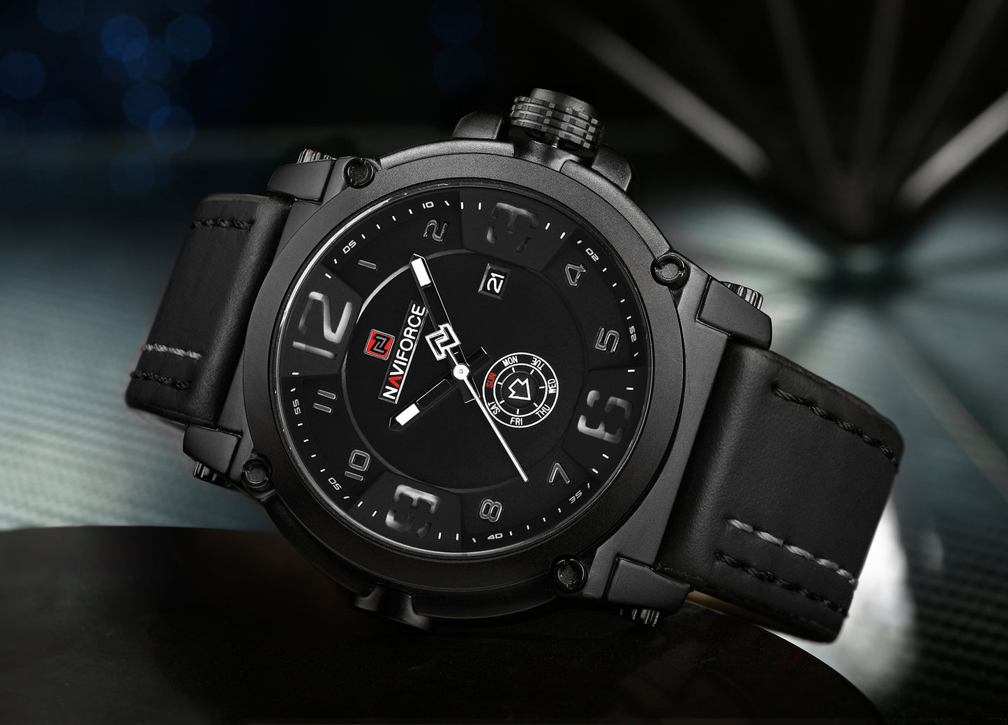 Naviforce 9099 Vortex Men Leather Watch - Black