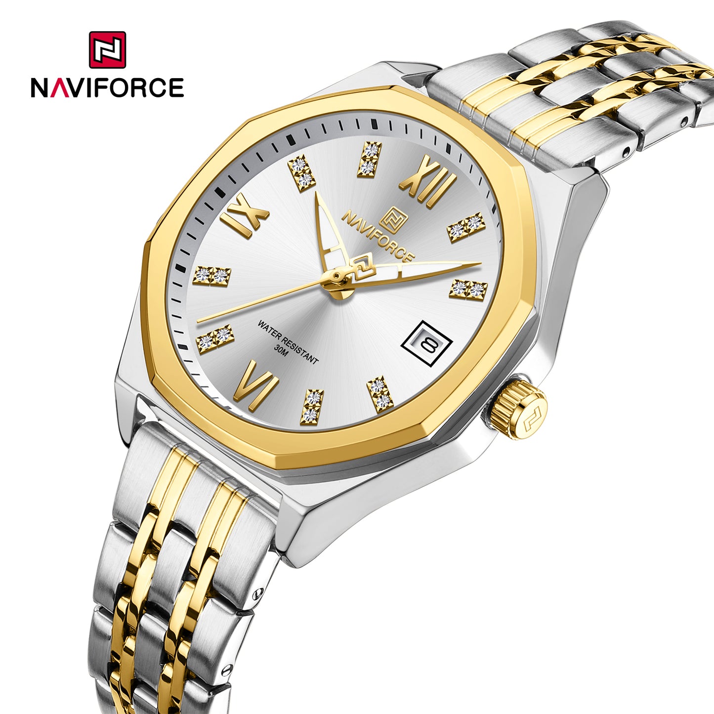 Naviforce 5052 Preston Women Watch - Silver Gold