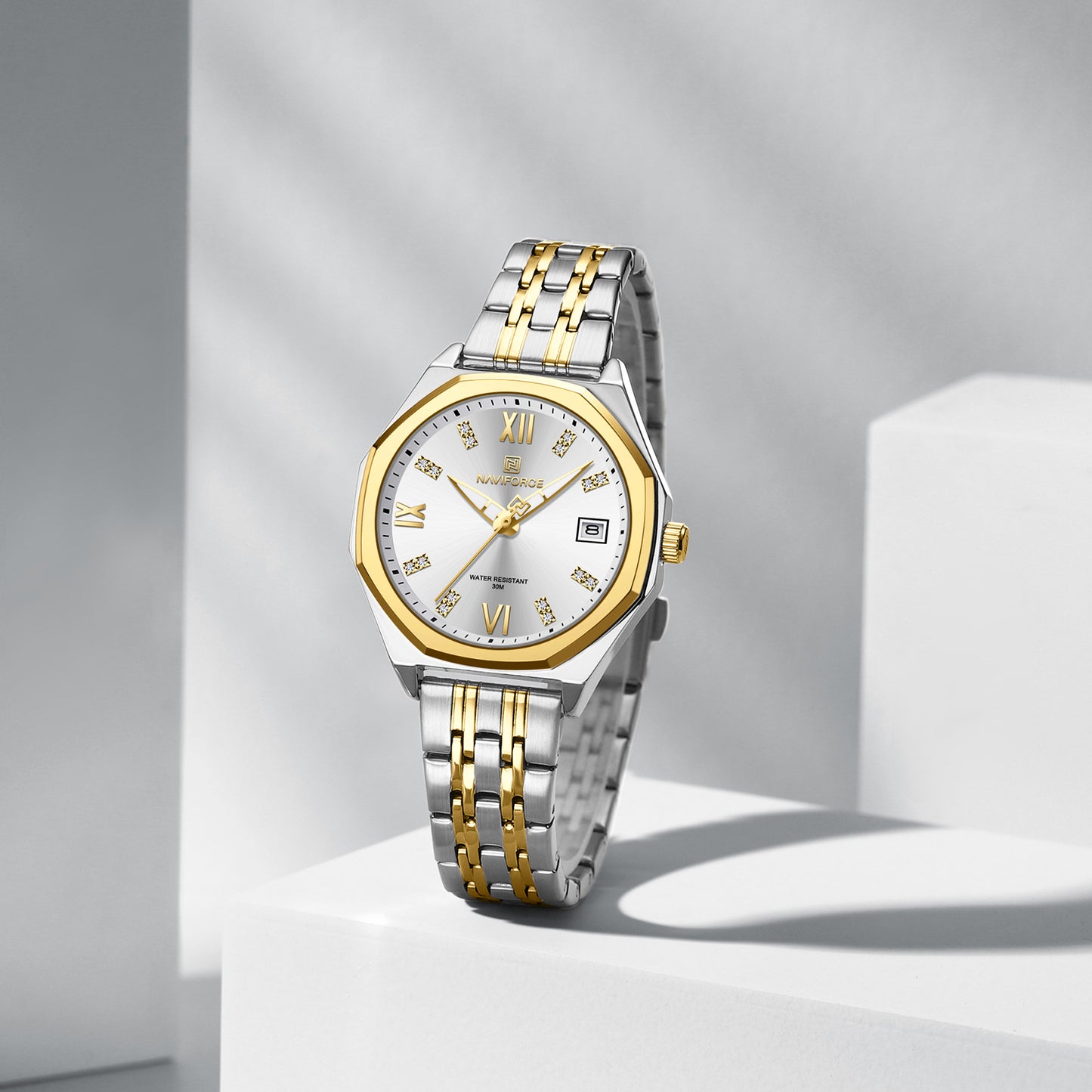 Naviforce 5052 Preston Women Watch - Silver Gold