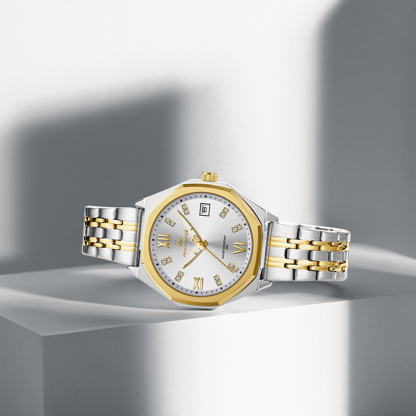 Naviforce 5052 Preston Women Watch - Silver Gold