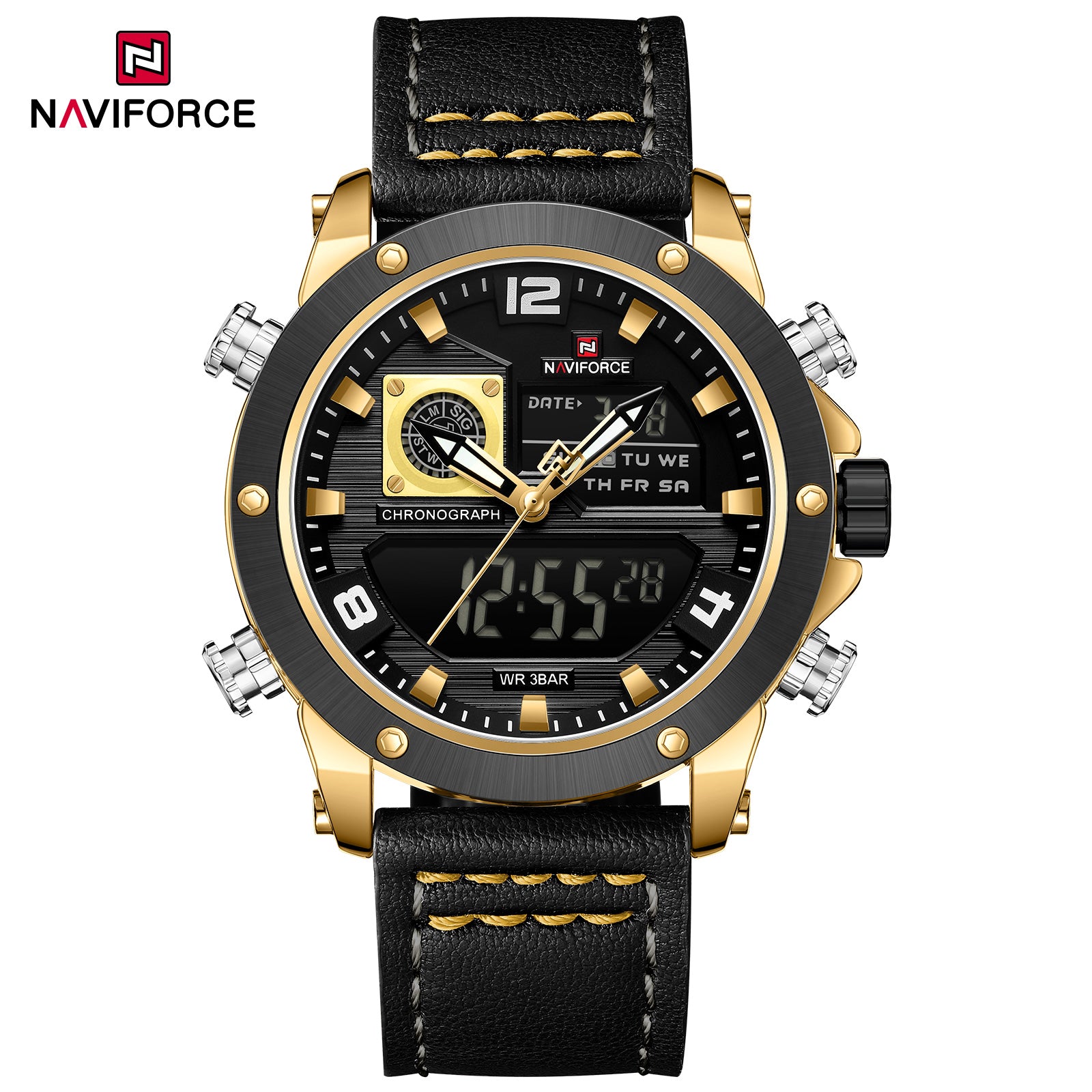 Naviforce 9236 Springbase Men Watch Black Gold
