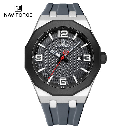 Naviforce 8079 Retro Style Men Watch - Silver Grey