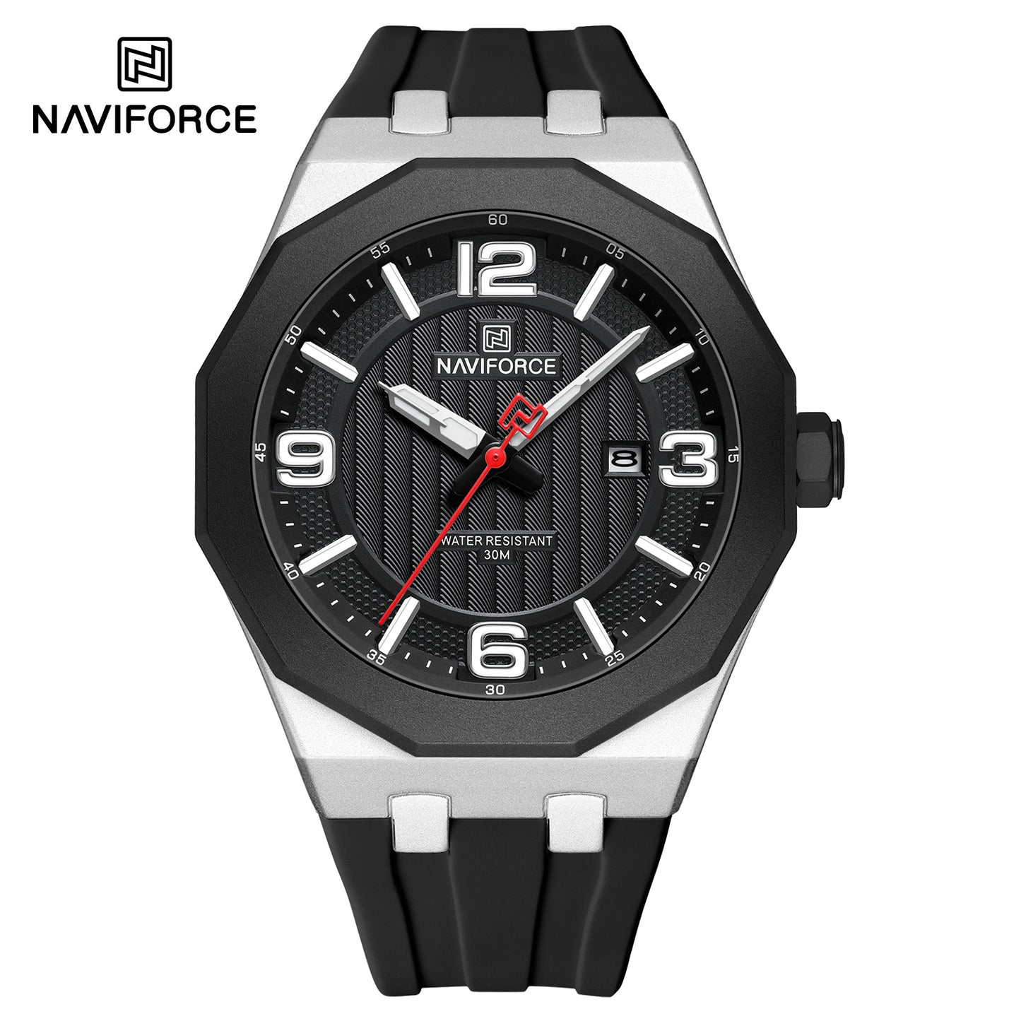 Naviforce 8079 Retro Style Men Watch - Silver Black