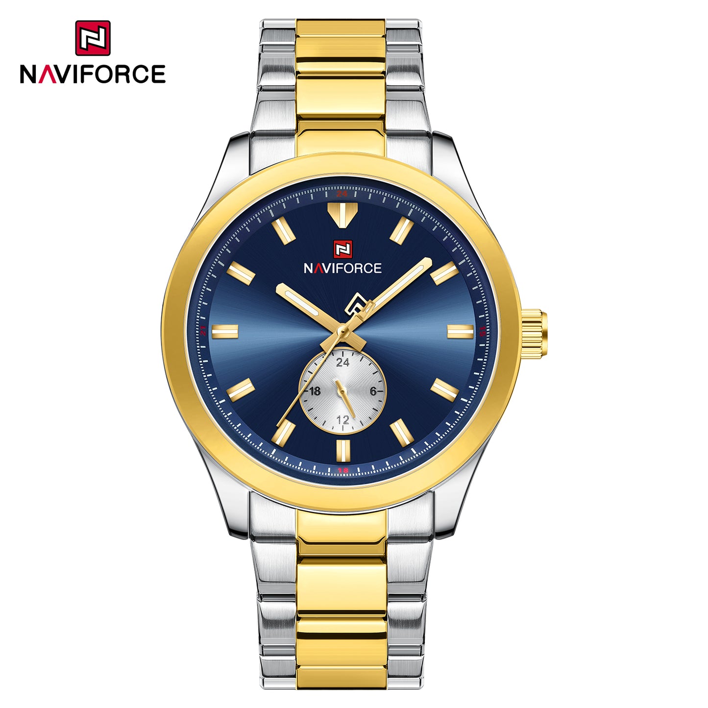 Naviforce 9231 TerraTime Men Watch - SilverGold Blue