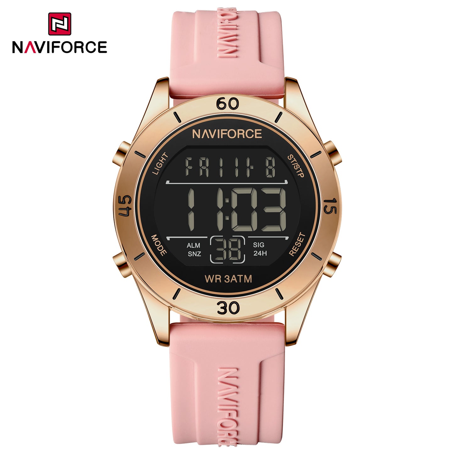 Naviforce 5054 Polo Digital Women Watch - Rosegold Pink