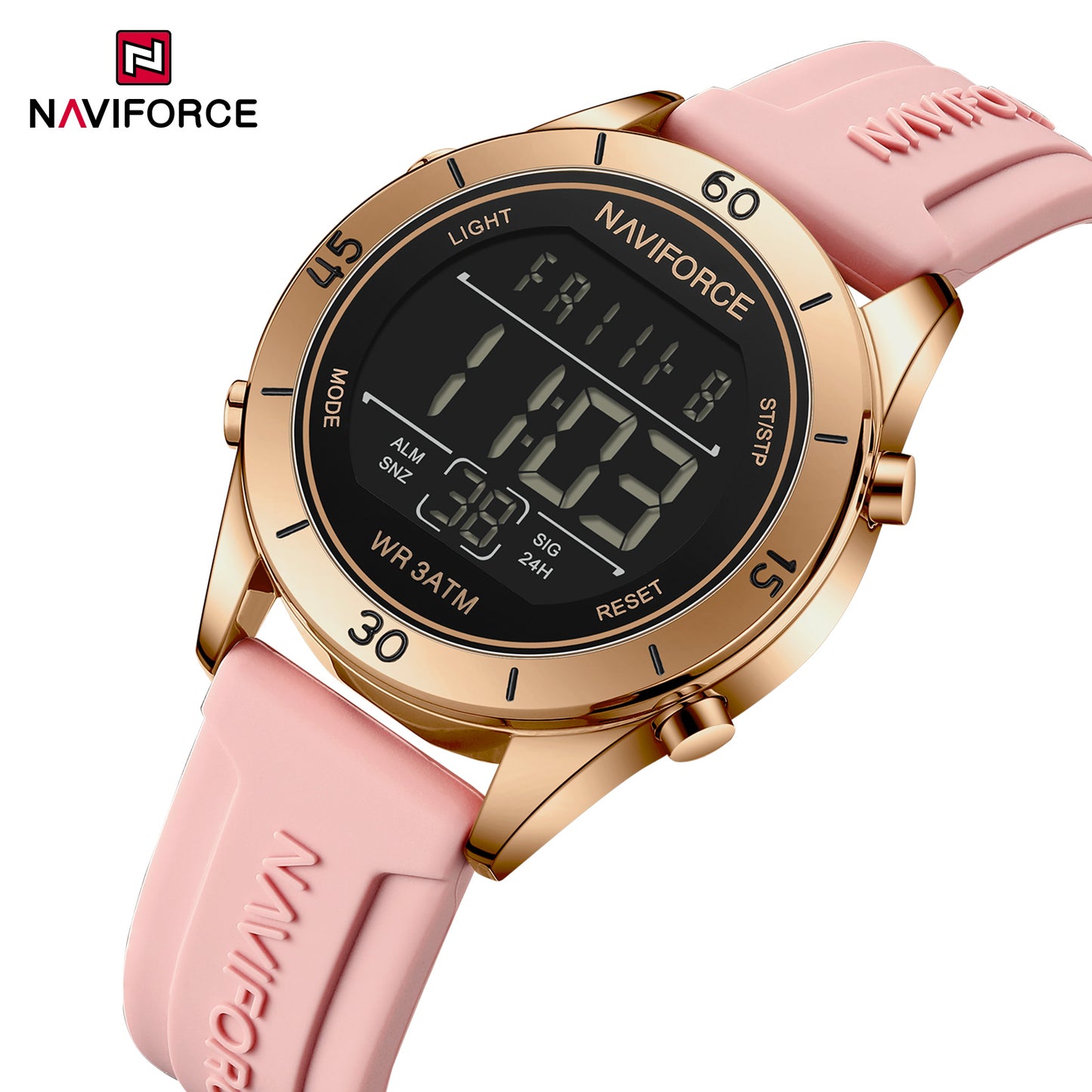 Naviforce 5054 Polo Digital Women Watch - Rosegold Pink