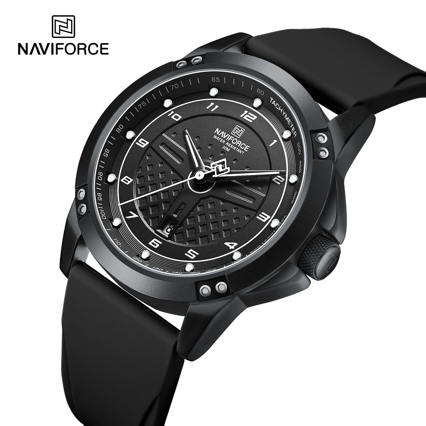 Naviforce 8031 Trendy Men Silicon Watch - Black