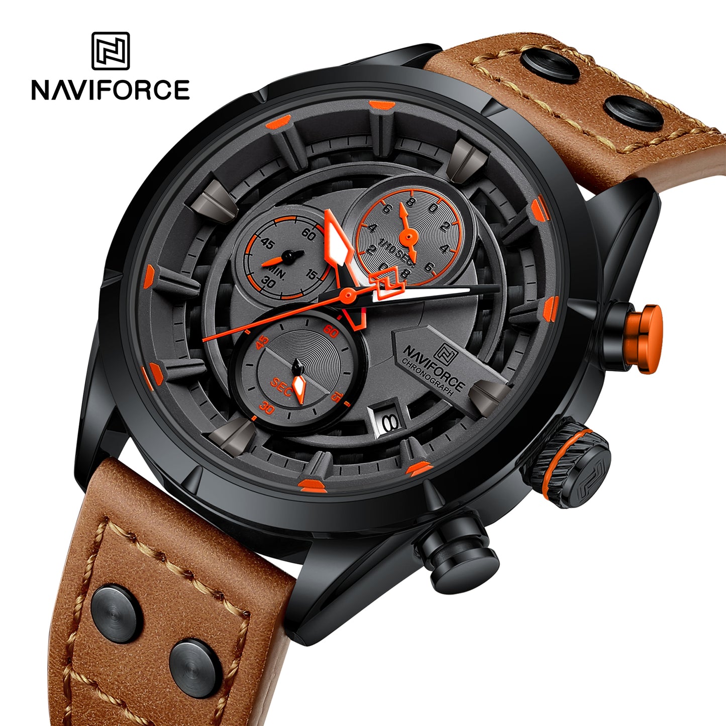 Naviforce 8045 Charlie Chronograph Men Watch - Light Brown