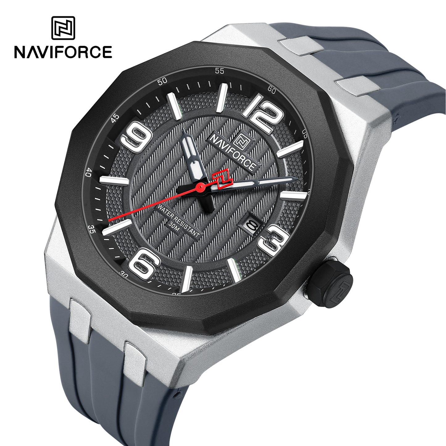 Naviforce 8079 Retro Style Men Watch - Silver Grey