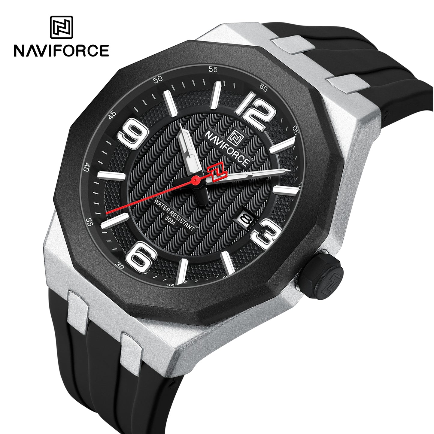 Naviforce 8079 Retro Style Men Watch - Silver Black