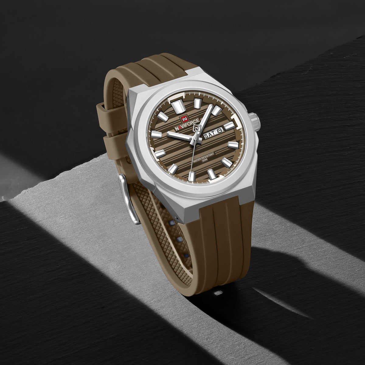 Naviforce 9279 Expenditure Men Watch - Brown Silver