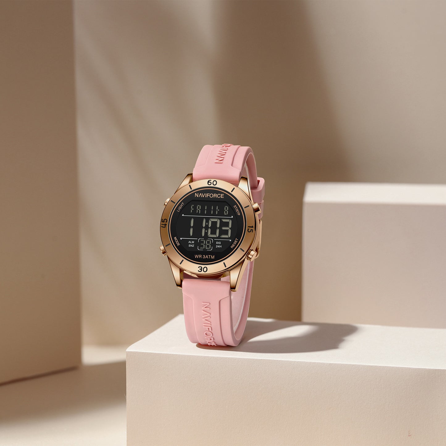 Naviforce 5054 Polo Digital Women Watch - Rosegold Pink
