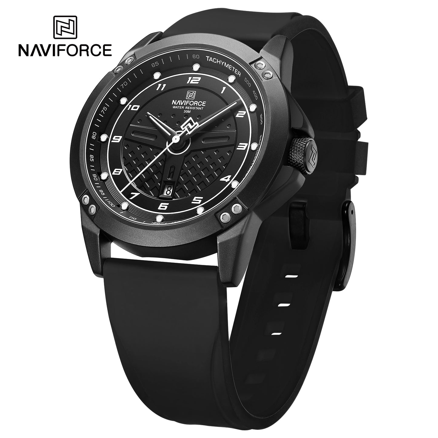 Naviforce 8031 Trendy Men Silicon Watch - Black
