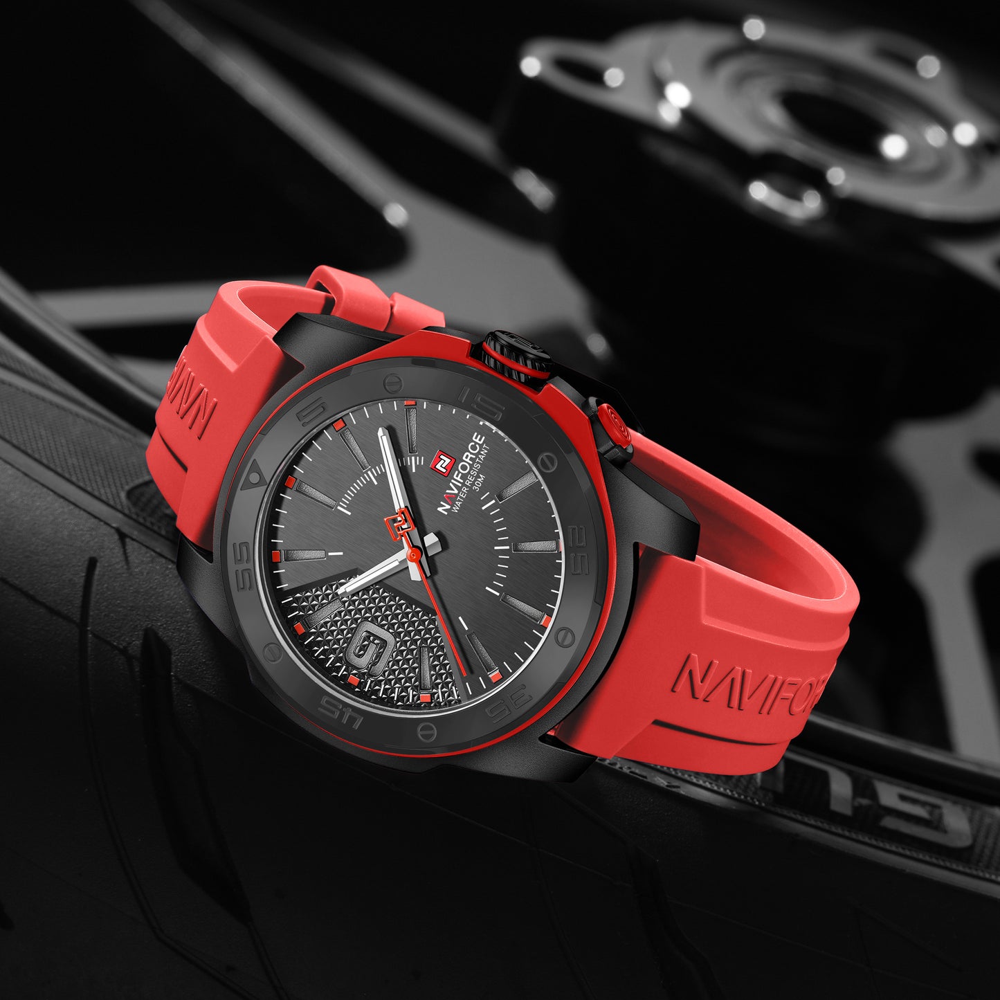 Naviforce 7112 Brigadier Silicon Men Watch - Red