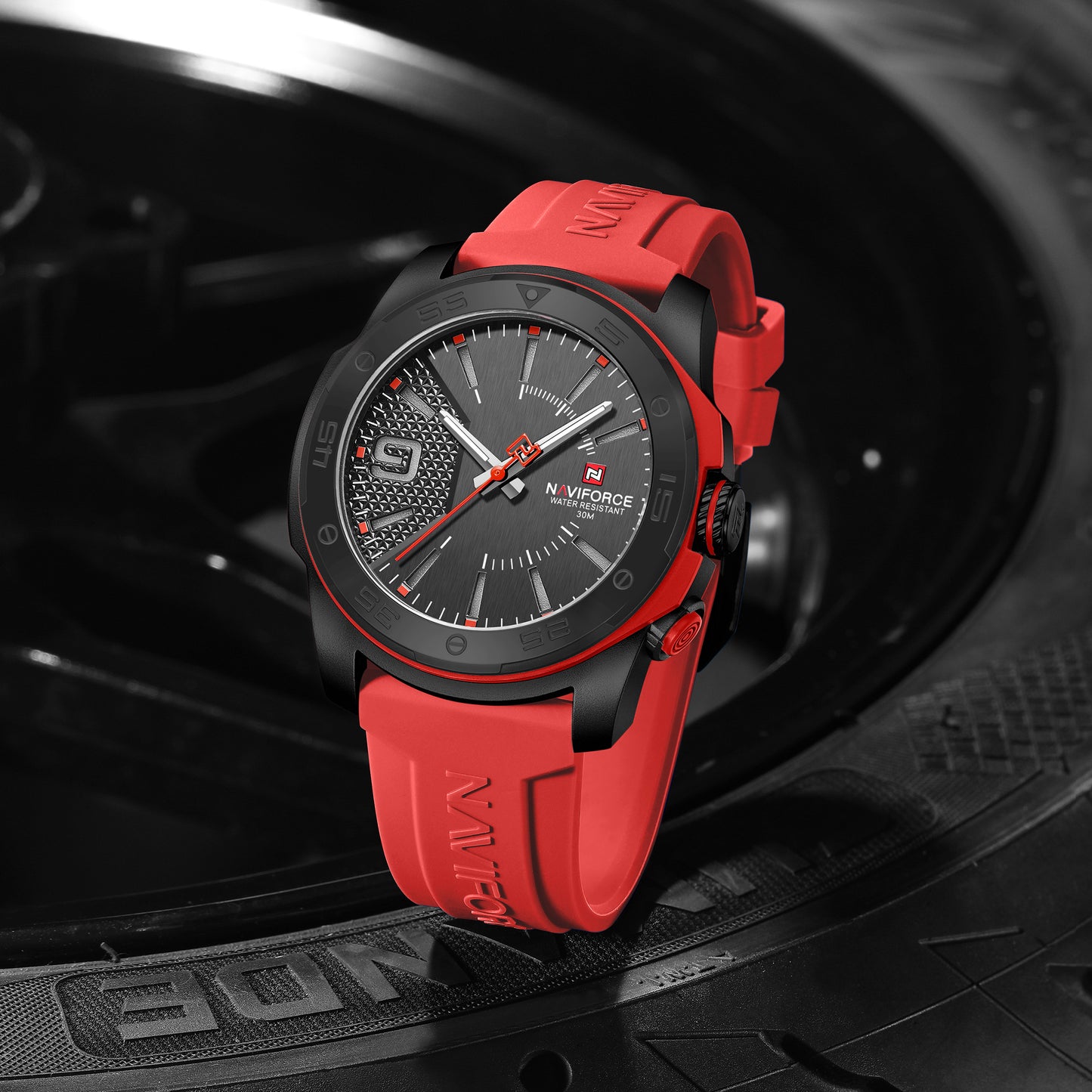 Naviforce 7112 Brigadier Silicon Men Watch - Red
