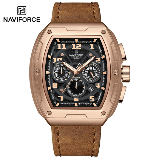 Naviforce 8053 Gently Men Leather Watch - Brown