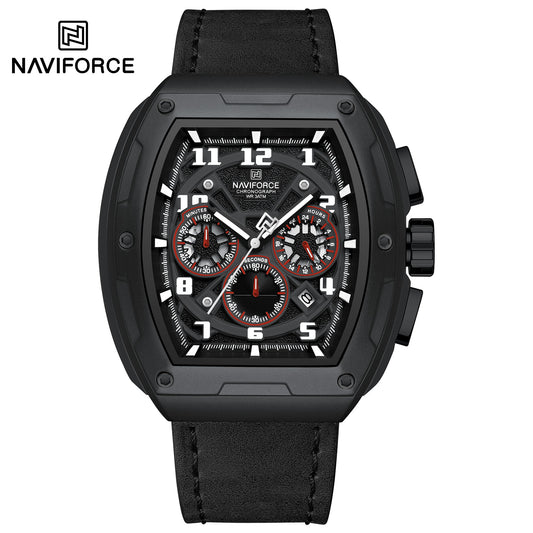 Naviforce 8053 Gently Men Leather Watch - Black