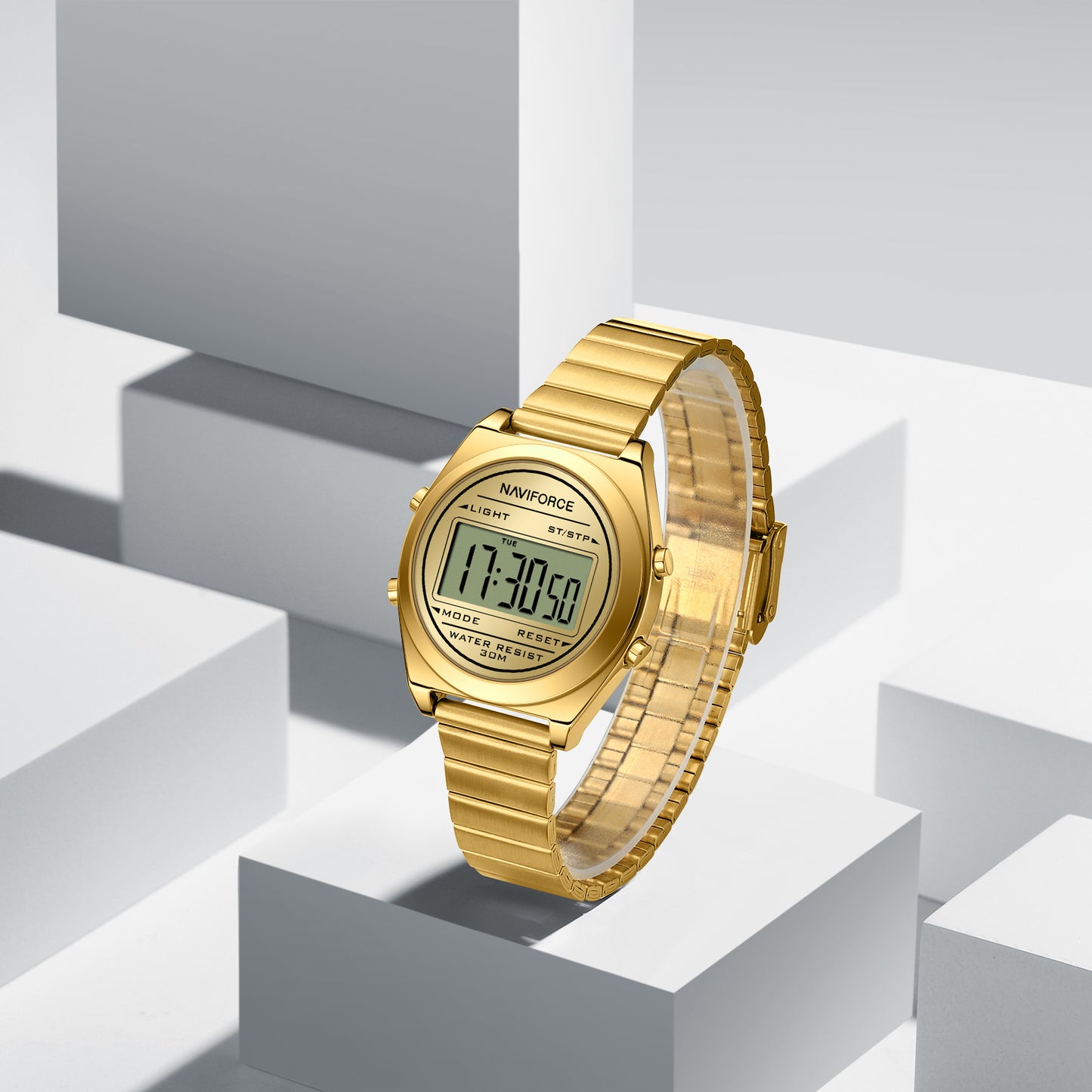 Naviforce 5066 Haute Digital Women Watch - Gold
