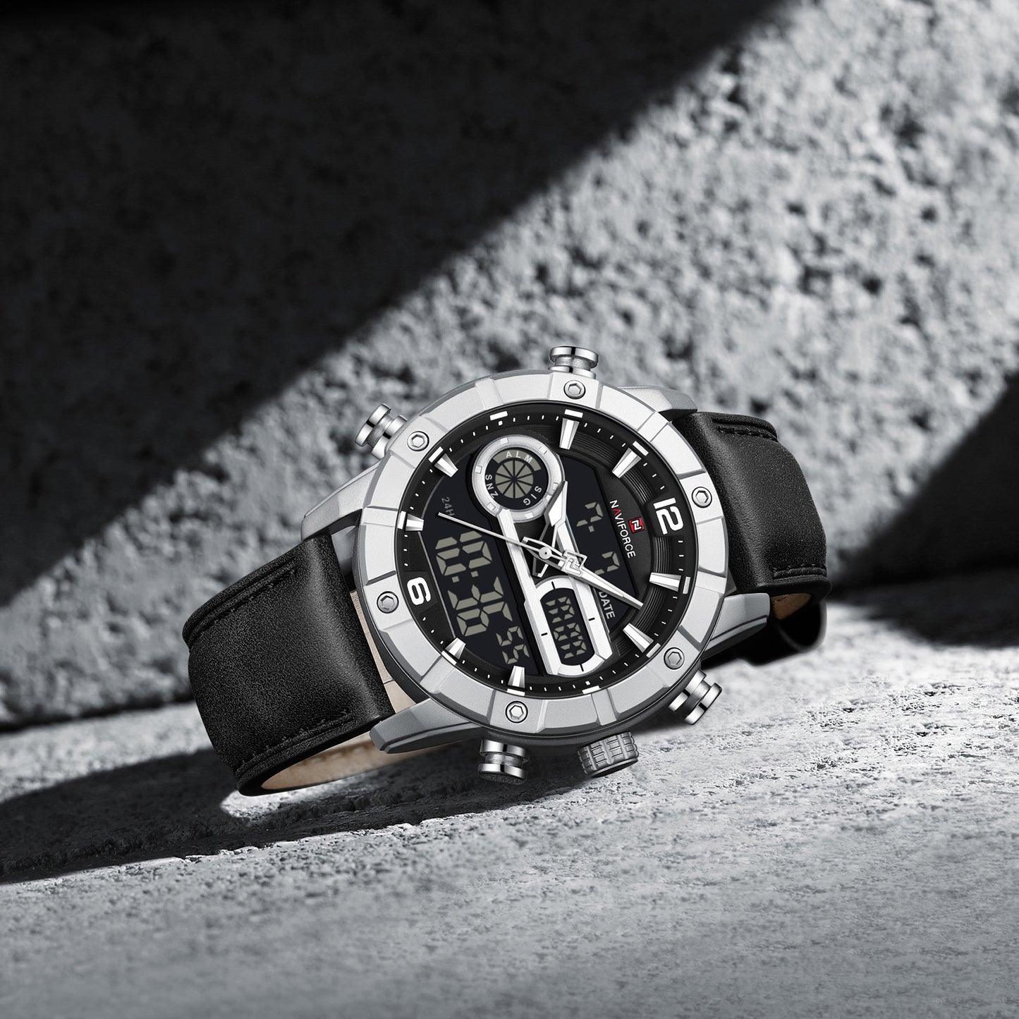 Naviforce 9263 CrossTime Edition Men Leather Watch - Black