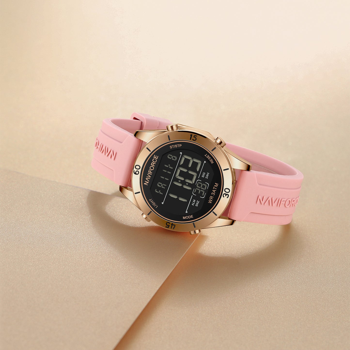 Naviforce 5054 Polo Digital Women Watch - Rosegold Pink