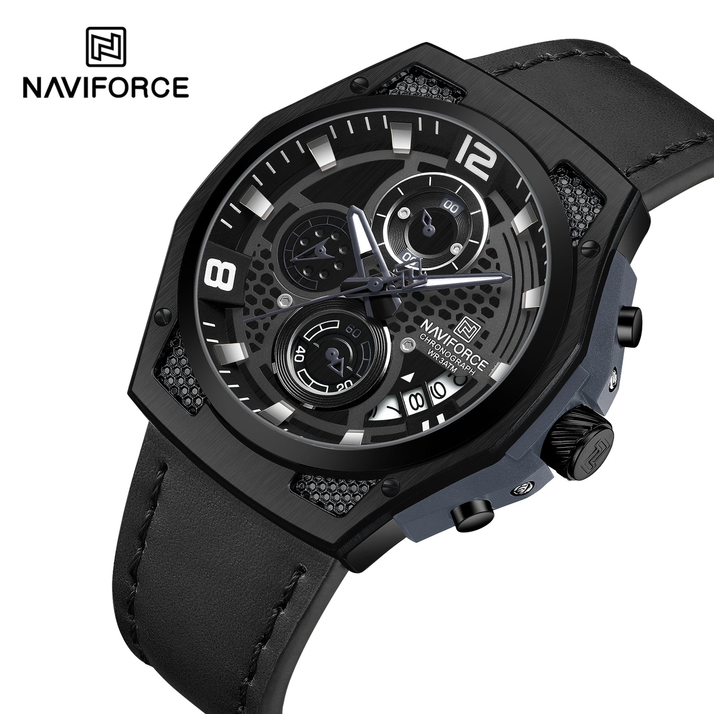 Naviforce 8051L Sentry Leather Watch - Black