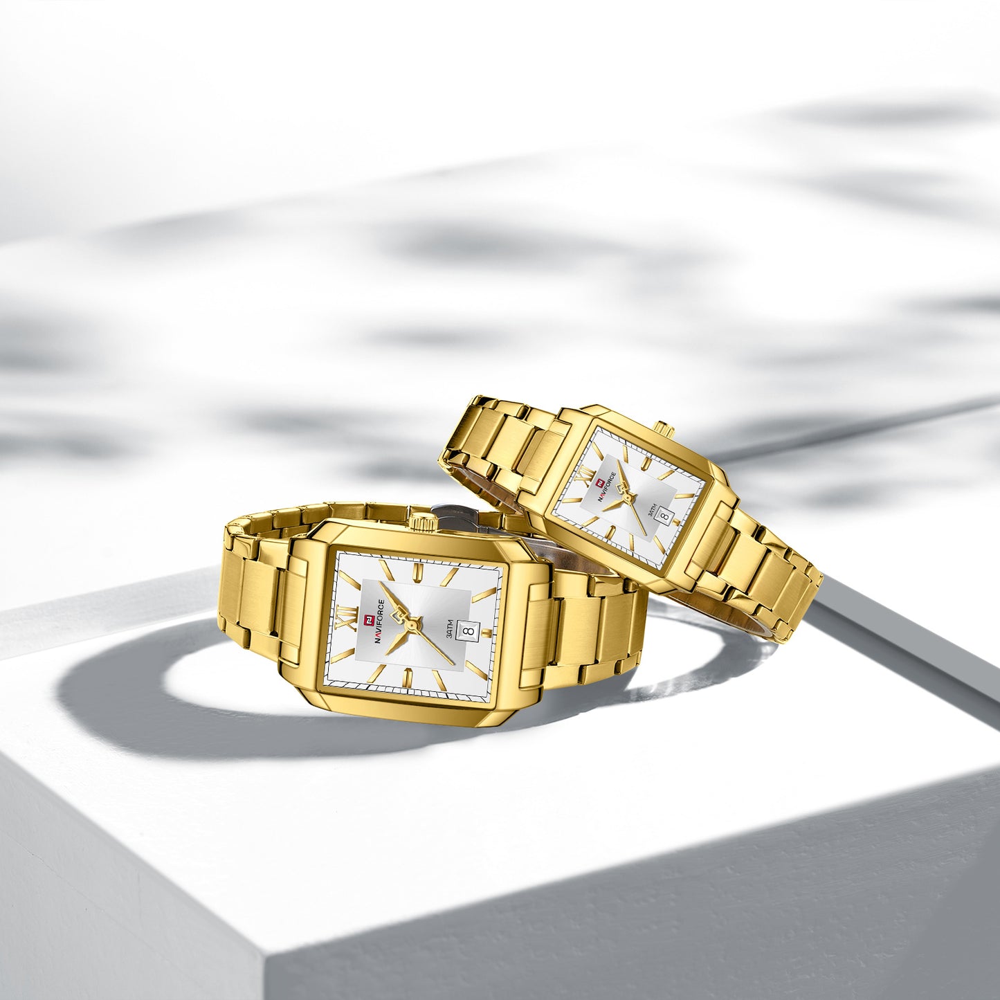 Naviforce 9251 Treasure Couple Watch - Gold White