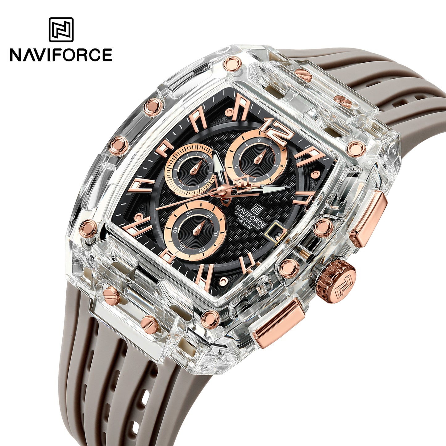 Naviforce 7105 Naddy Men Watch - Silver Grey RoseGold