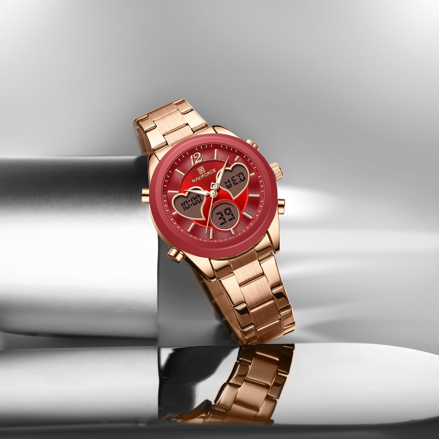 Naviforce 5045 Lovie Women Watch - Rosegold Red