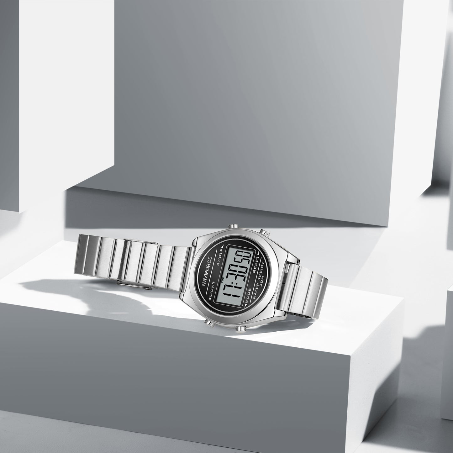 Naviforce 5066 Haute Digital Women Watch - Silver