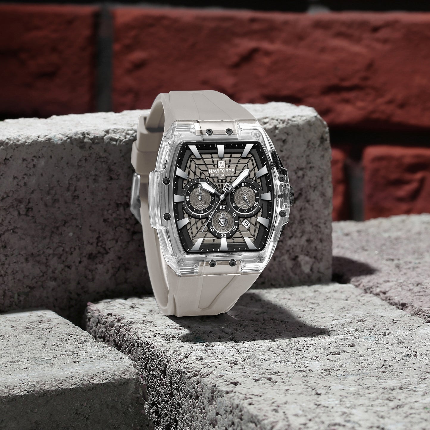 Naviforce 6113 Kwada Chrono Silicone Watch - Grey