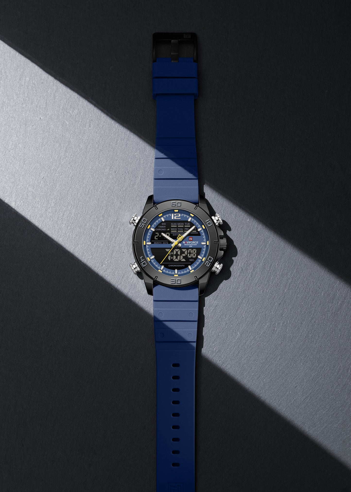 Naviforce 9253T Alexander Men Silicone Watch - Blue