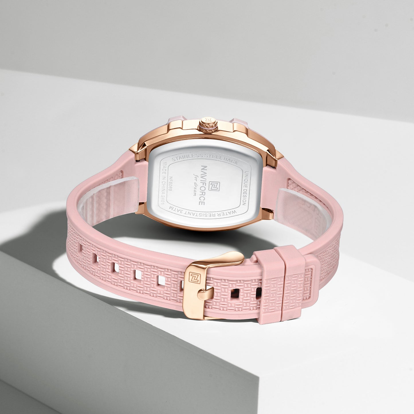 Naviforce 8069 Luxe Women Silicon Watch - Pink