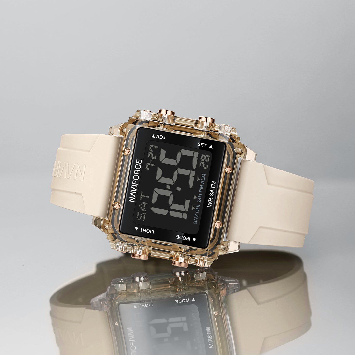Naviforce 7101 Belladonna Silicone Women Watch - Beige RoseGold