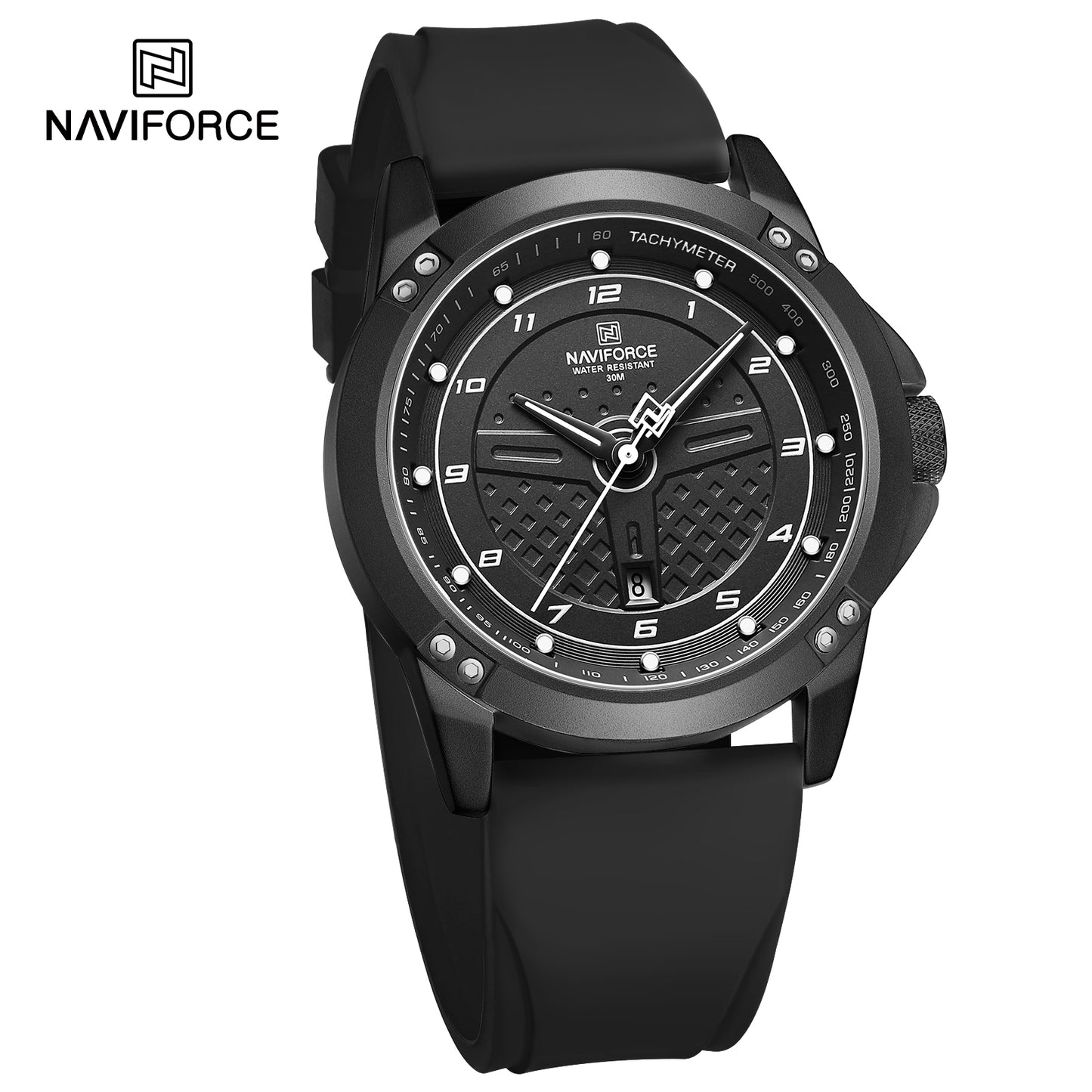 Naviforce 8031 Trendy Men Silicon Watch - Black