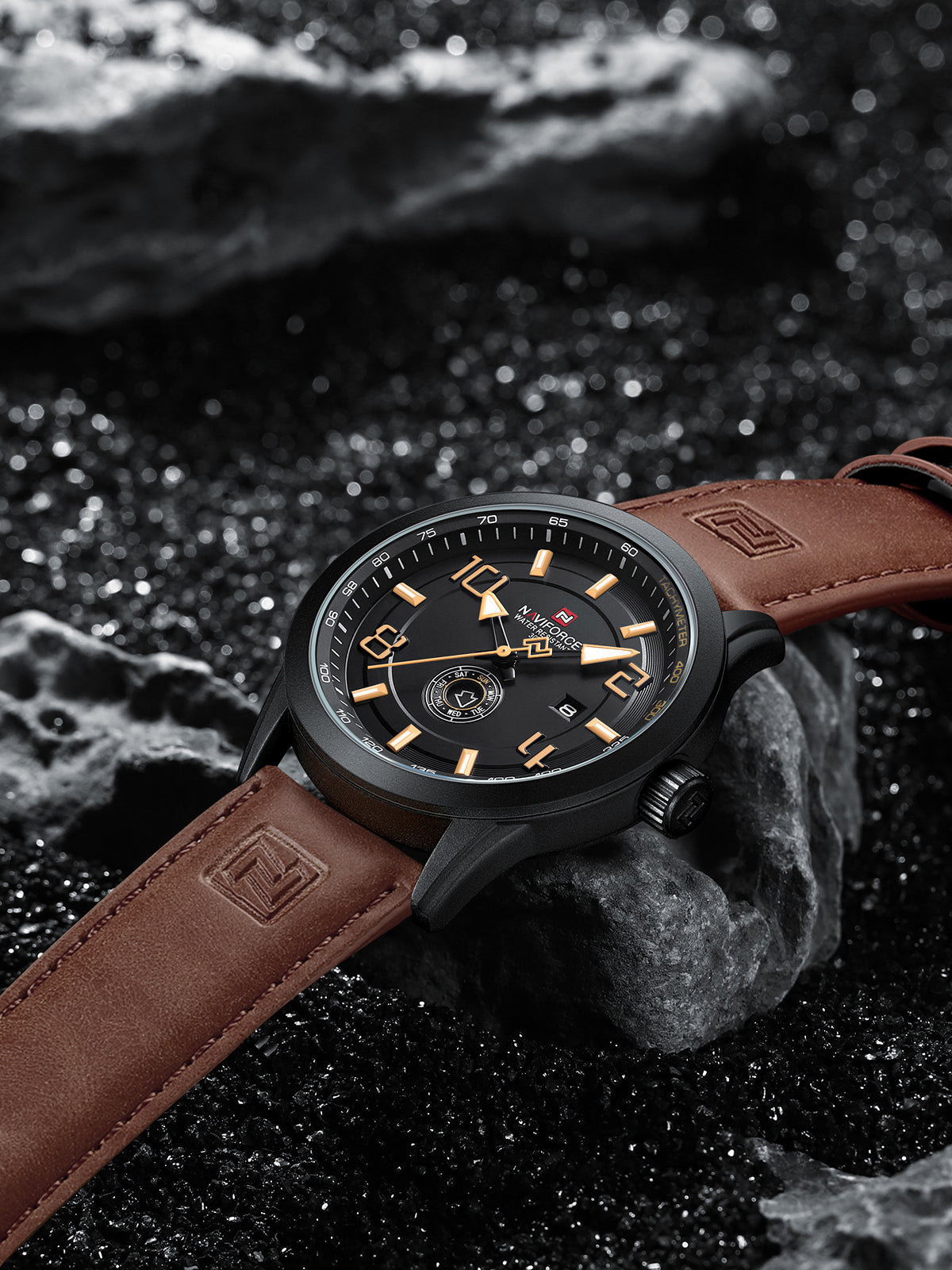 Naviforce 9229 Navegador Men Watch - Coffee-brown