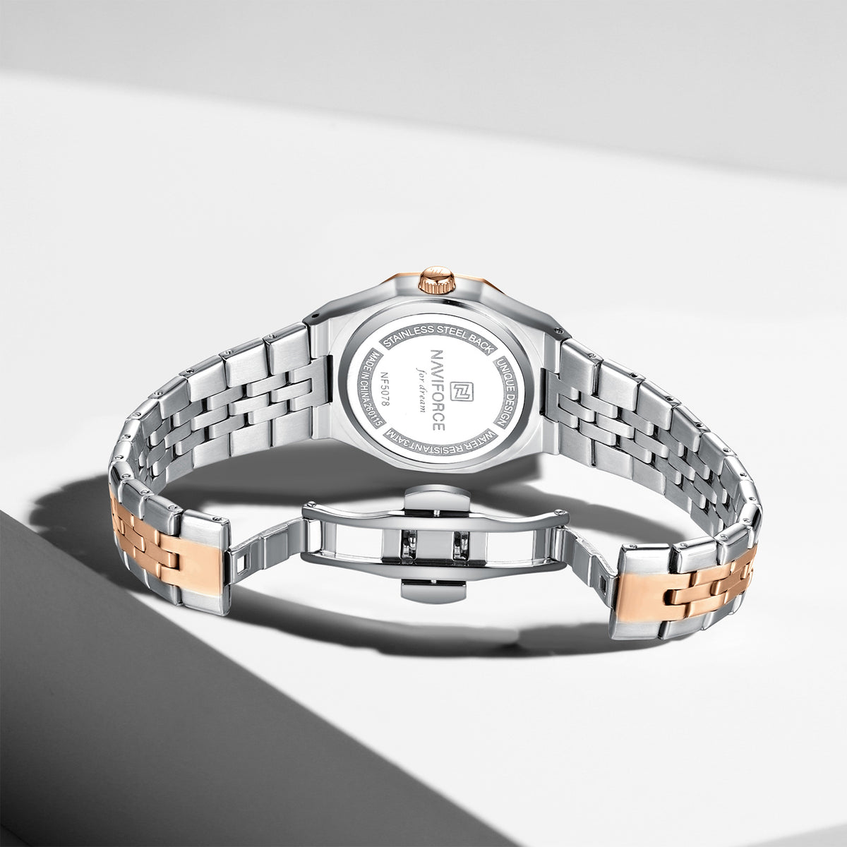 Naviforce 5078 Radiant Luxe Women Watch - Silver RoseGold