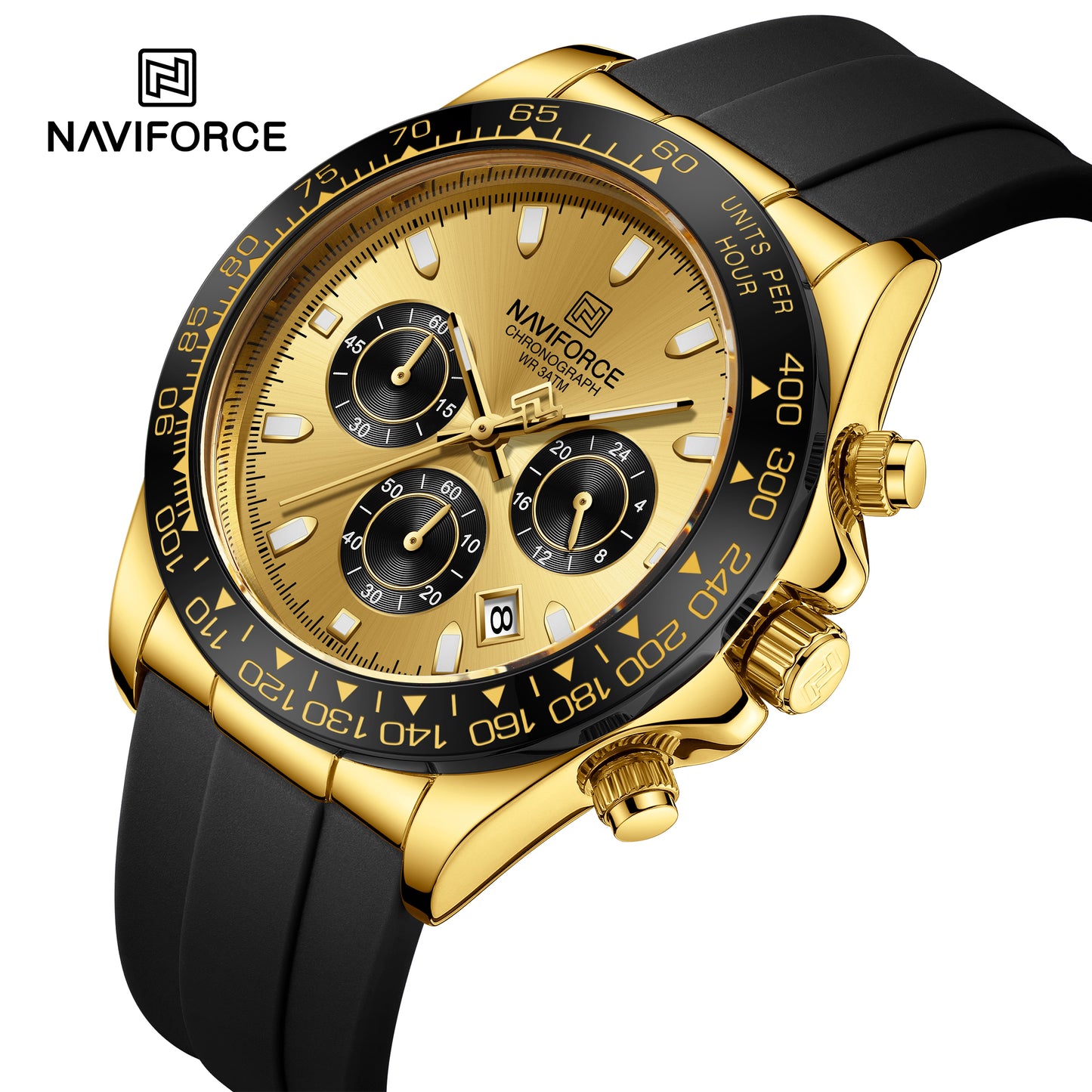 Naviforce 8054 Zenith Men Watch - Black Gold