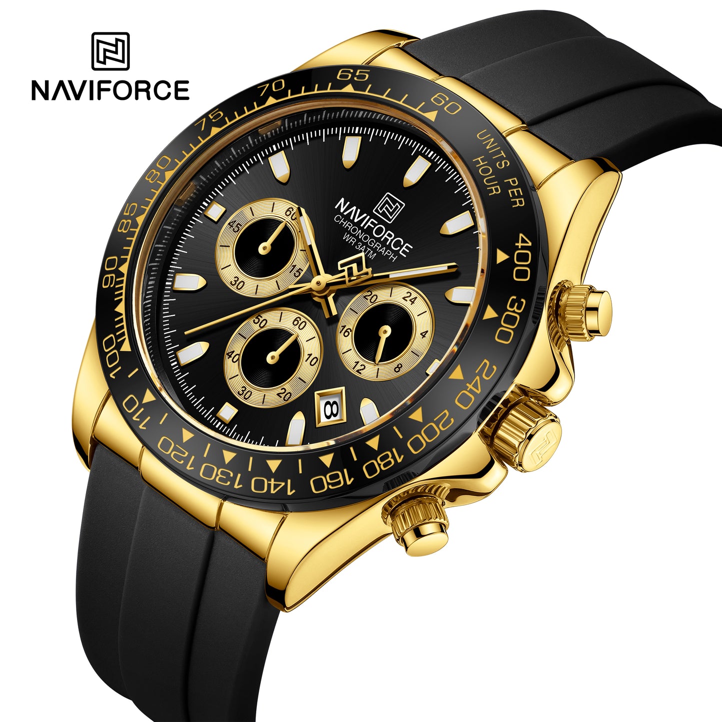 Naviforce 8054 Zenith Men Watch - Black Gold
