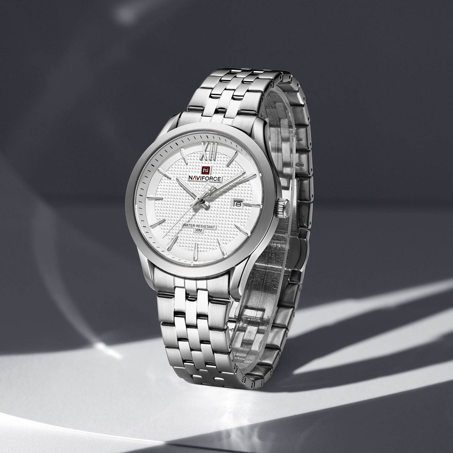 Naviforce 9255 Elite White Men Watch - Silver