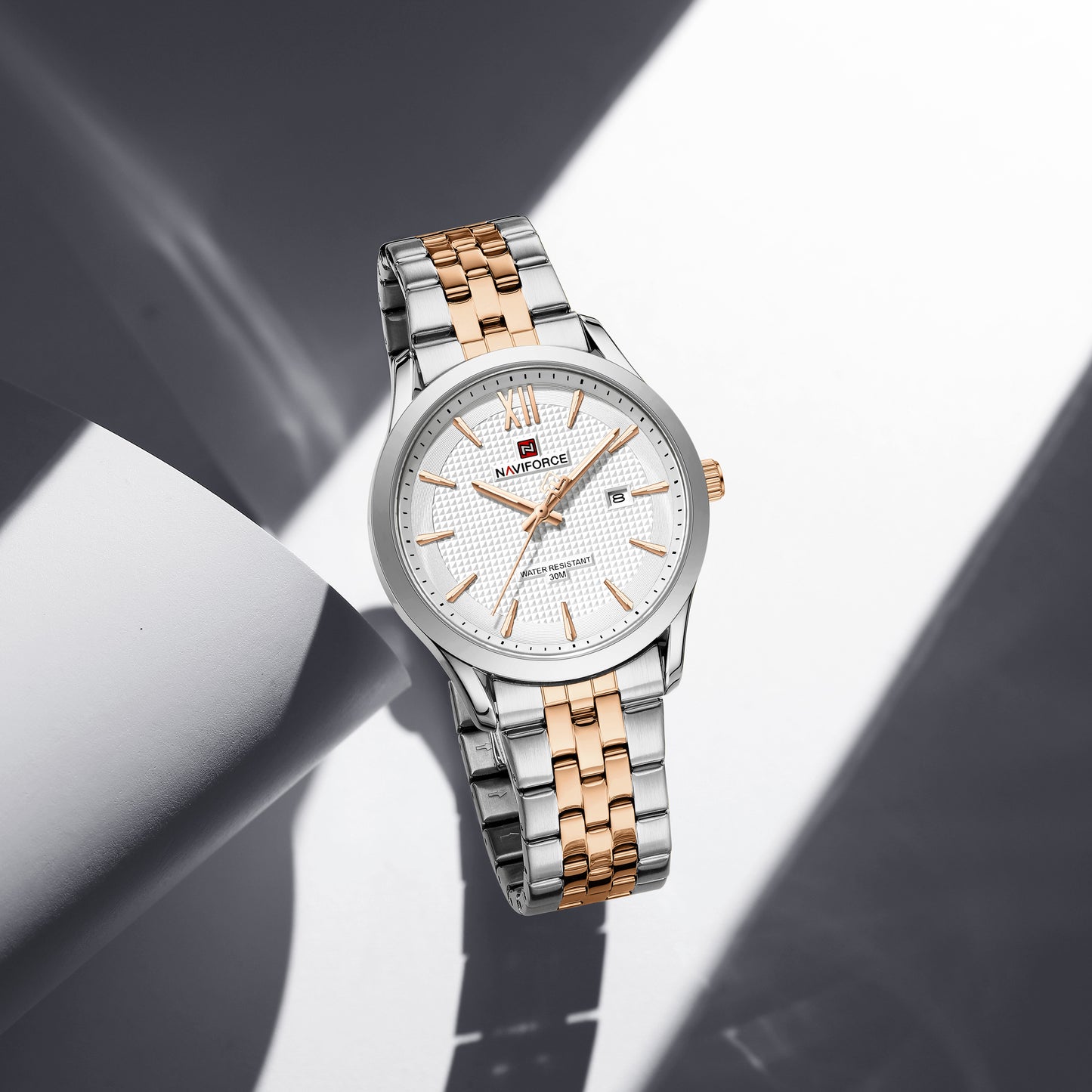 Naviforce 9255 Elite RoseGold Men Watch - Silver RoseGold