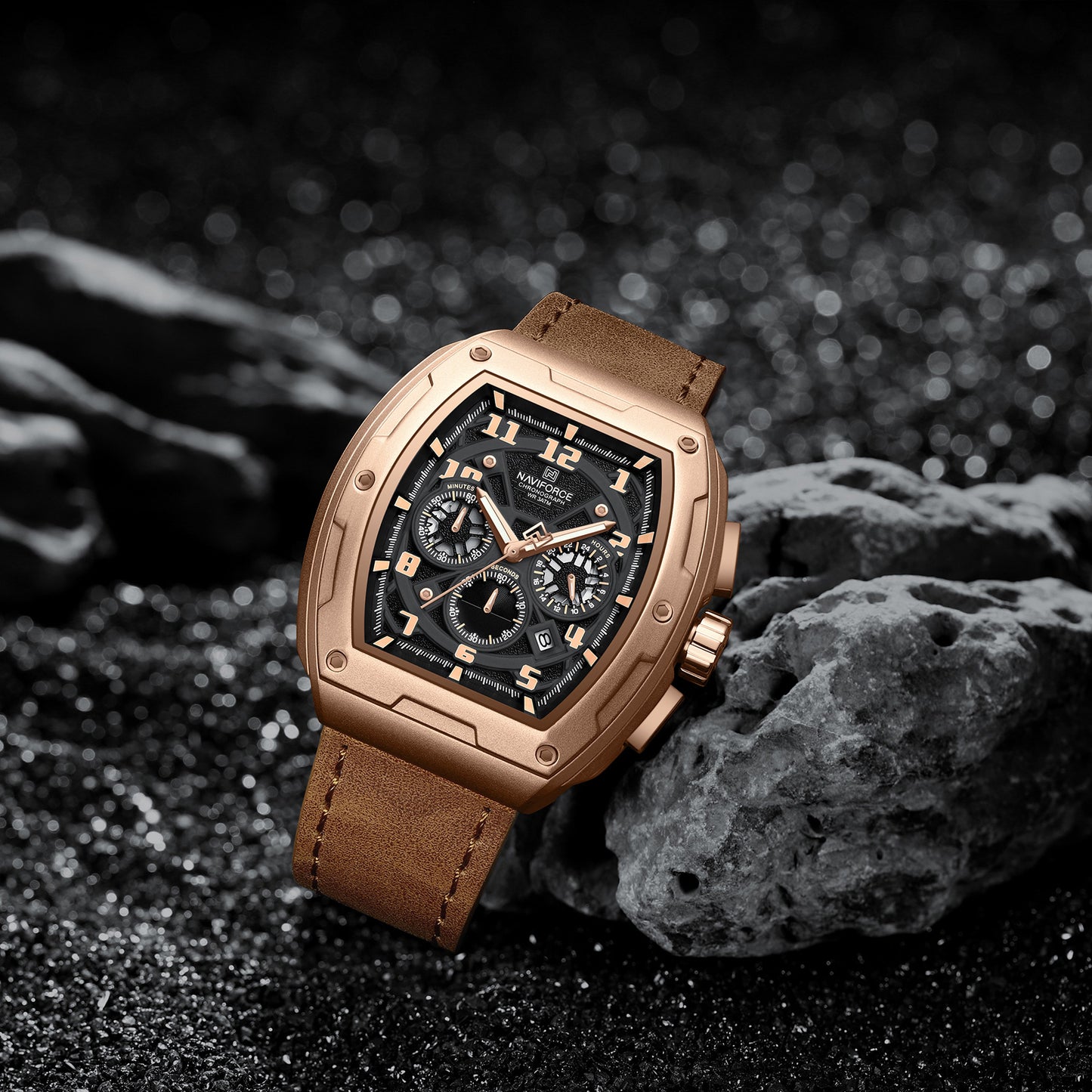 Naviforce 8053 Gently Men Leather Watch - Brown