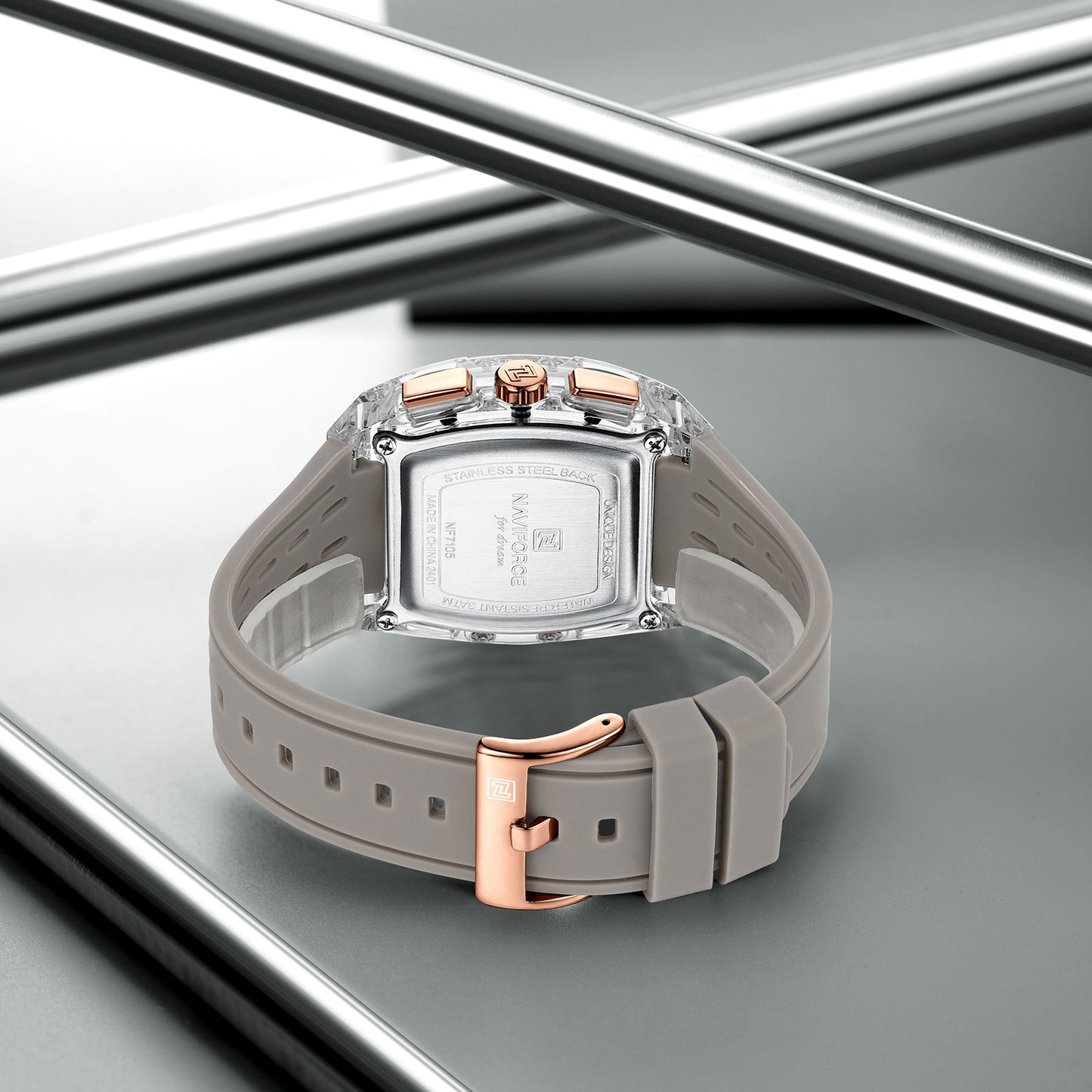 Naviforce 7105 Naddy Men Watch - Silver Grey RoseGold