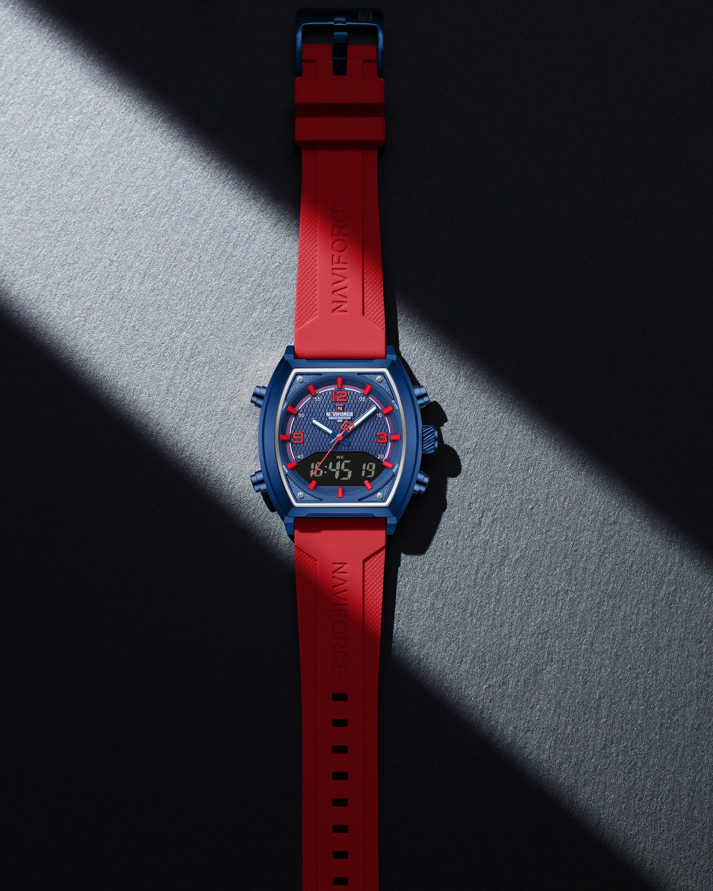 Naviforce 9242 Octagon Men Watch - Blue Red